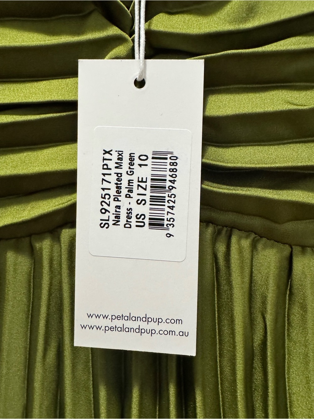 Petal & Pup Naira Pleated Maxi Dress in Palm Green - Picture 5 of 5